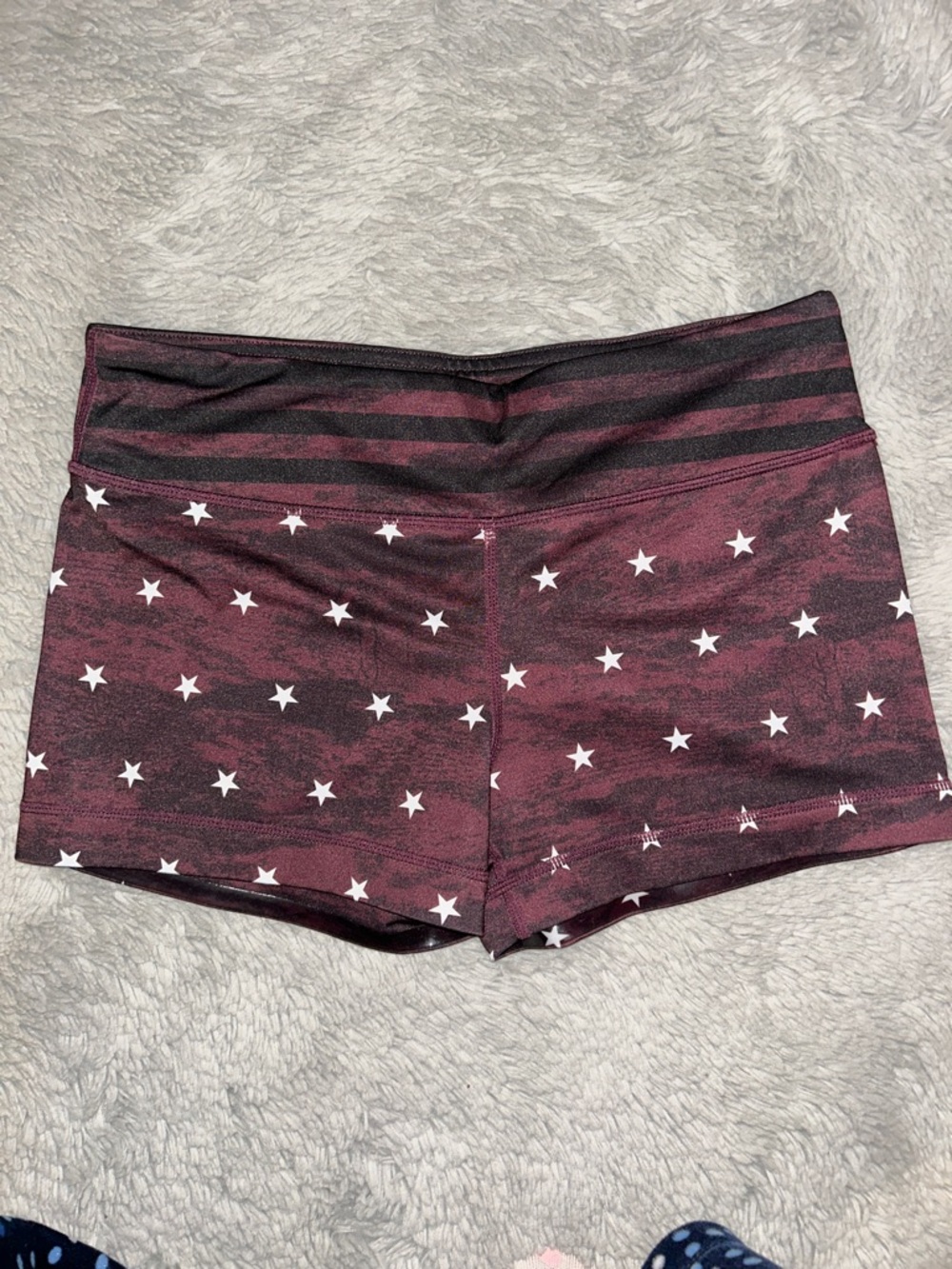 Burgundy Star-Print High-Waist Bike Shorts